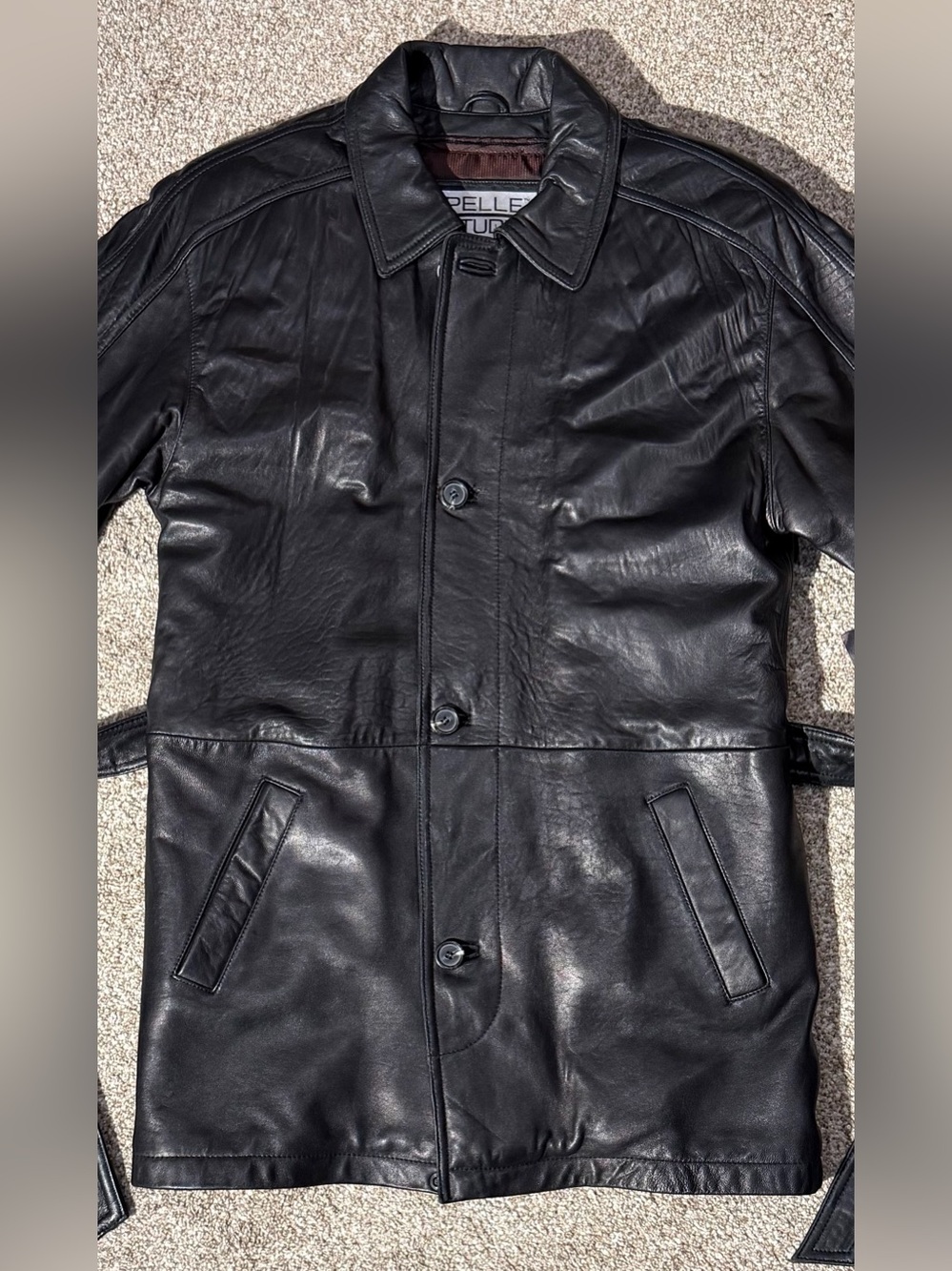 Wilsons Pelle Studio Black Leather Jacket Zip Up Mens S Zip Out Thinsulate Liner